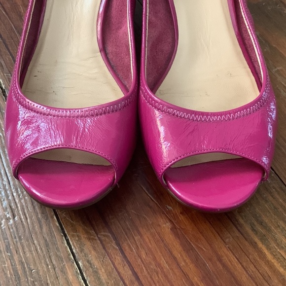 Cole Haan Fuchsia Open-Toe Wedges - Picture 3 of 11